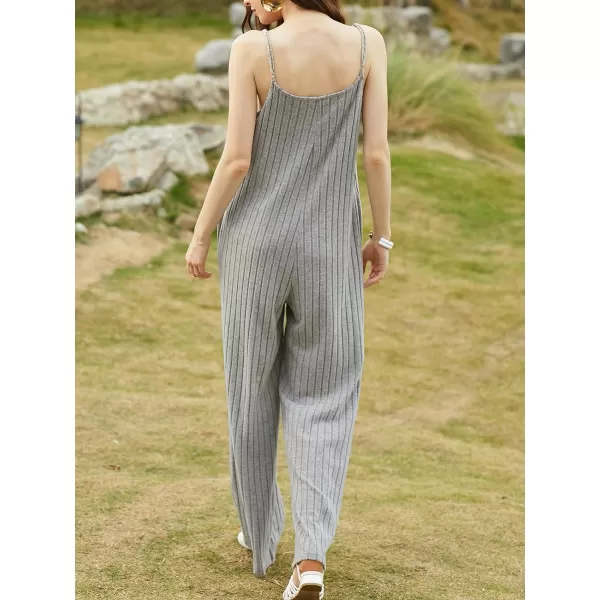 imageCUPSHE Womens Jumpsuits Sleeveless V Neck Wide Leg Overall Outfit with Pockets Casual BeachGrey
