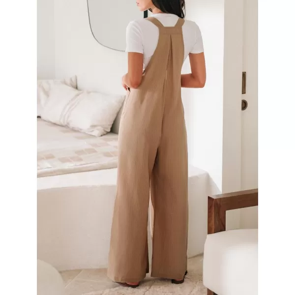 imageCUPSHE Womens Jumpsuits Square Neck Buttoned Wide Leg Overall Sleeveless Outfit CasualBrown