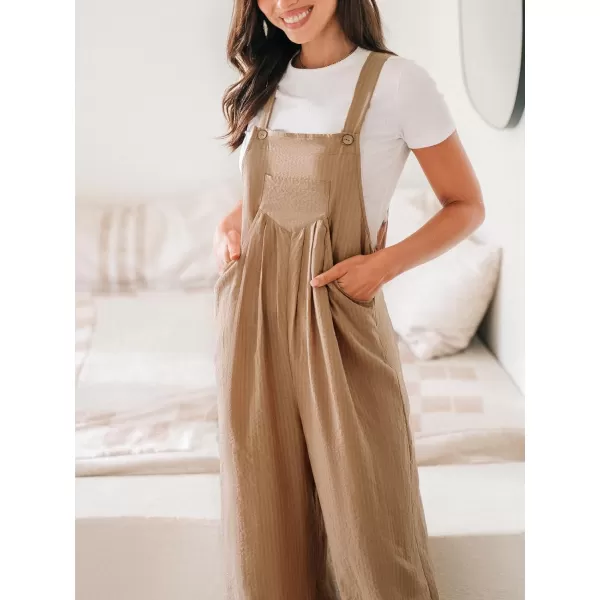 imageCUPSHE Womens Jumpsuits Square Neck Buttoned Wide Leg Overall Sleeveless Outfit CasualBrown