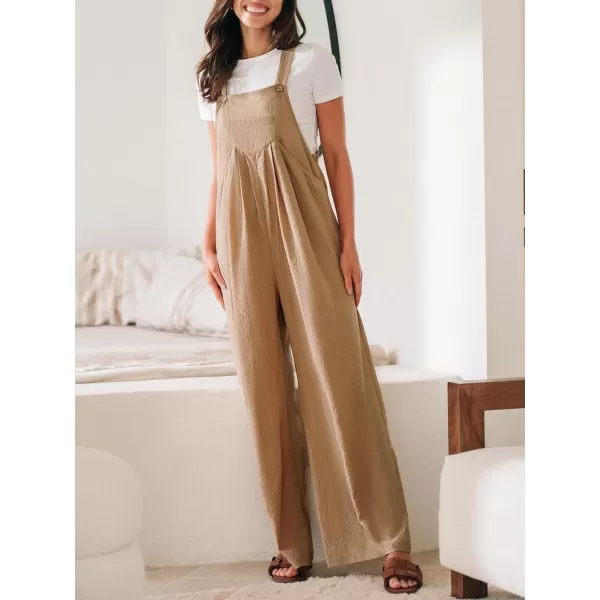 imageCUPSHE Womens Jumpsuits Square Neck Buttoned Wide Leg Overall Sleeveless Outfit CasualBrown
