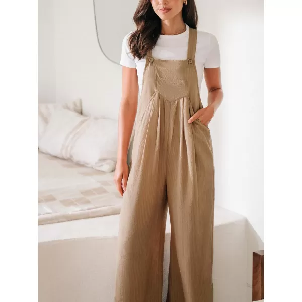 imageCUPSHE Womens Jumpsuits Square Neck Buttoned Wide Leg Overall Sleeveless Outfit CasualBrown