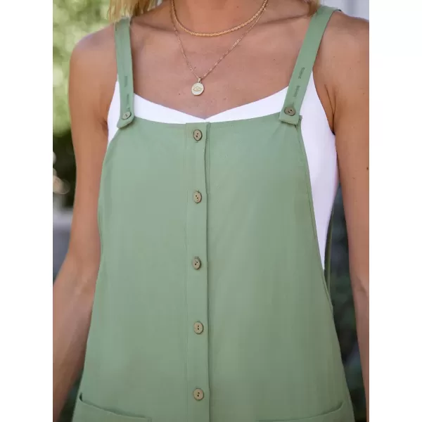imageCUPSHE Womens Jumpsuits Square Neck Patch Pocket Sleeveless Straight Leg Overall Outfit CasualGreen