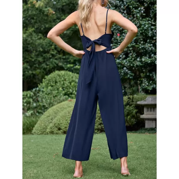 imageCUPSHE Womens Jumpsuits Square Neck Ruched Straight Leg Overall Sleeveless Outfit CasualBlue