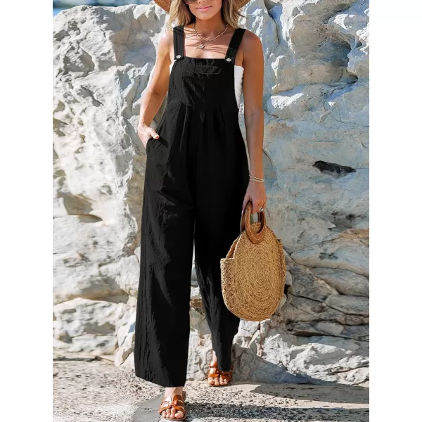 imageCUPSHE Womens Jumpsuits Straight Leg Jumpsuit Sleeveless Front Pocket Outfit Casual DressyBlack