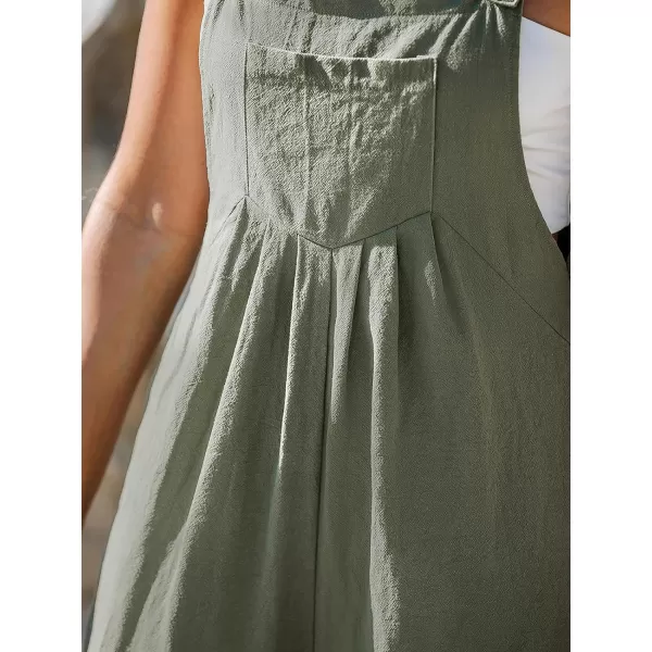 imageCUPSHE Womens Jumpsuits Straight Leg Jumpsuit Sleeveless Front Pocket Outfit Casual DressyGreen
