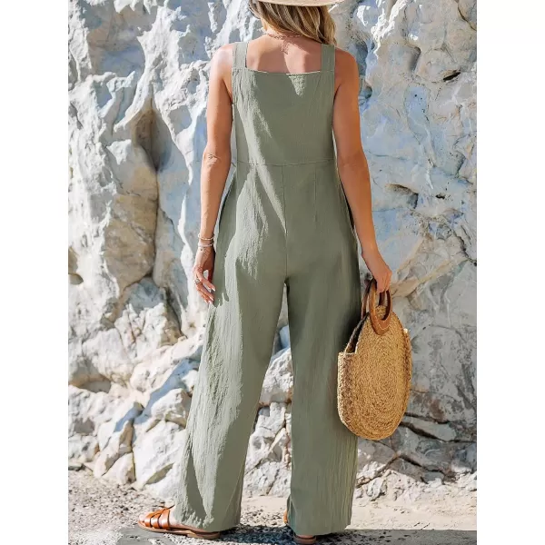 imageCUPSHE Womens Jumpsuits Straight Leg Jumpsuit Sleeveless Front Pocket Outfit Casual DressyGreen
