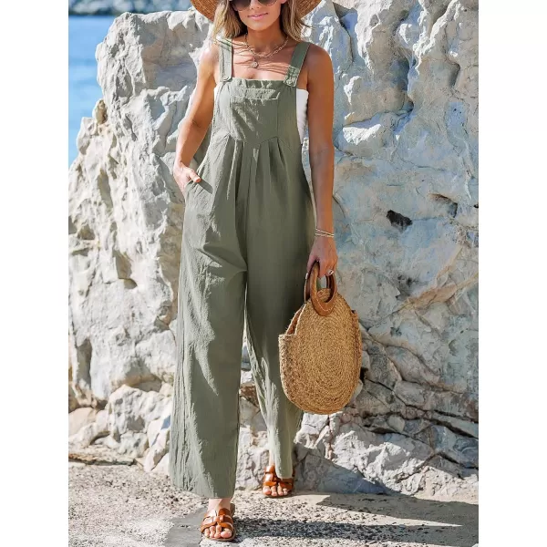 imageCUPSHE Womens Jumpsuits Straight Leg Jumpsuit Sleeveless Front Pocket Outfit Casual DressyGreen