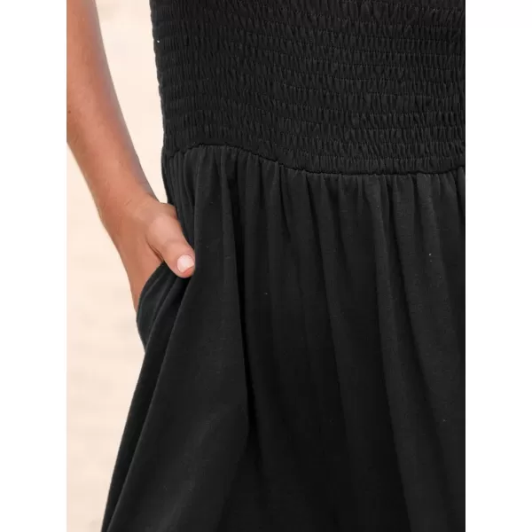 imageCUPSHE Womens Jumpsuits Tube Neck Tie Waist Tapered Leg Overall Sleeveless Outfit Casual BeachBlack