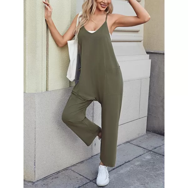 imageCUPSHE Womens Jumpsuits VNeck Side Pockets Maxi Overall Sleeveless Outfit CasualGreen