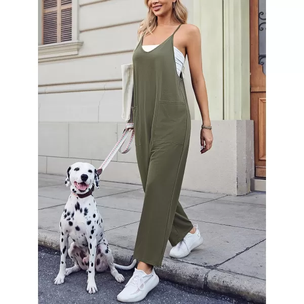imageCUPSHE Womens Jumpsuits VNeck Side Pockets Maxi Overall Sleeveless Outfit CasualGreen