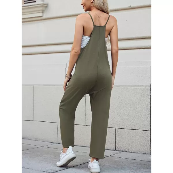 imageCUPSHE Womens Jumpsuits VNeck Side Pockets Maxi Overall Sleeveless Outfit CasualGreen