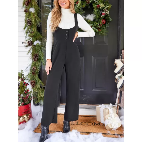 imageCUPSHE Womens Jumpsuits Wide Leg Sleeveless Buttonfront Wide Leg Maxi Jumpsuits Outfit Casual DressyBlack