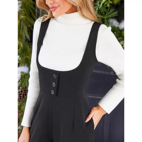 imageCUPSHE Womens Jumpsuits Wide Leg Sleeveless Buttonfront Wide Leg Maxi Jumpsuits Outfit Casual DressyBlack