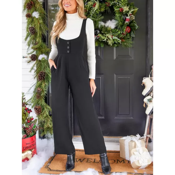 imageCUPSHE Womens Jumpsuits Wide Leg Sleeveless Buttonfront Wide Leg Maxi Jumpsuits Outfit Casual DressyBlack