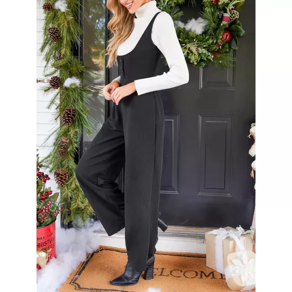 imageCUPSHE Womens Jumpsuits Wide Leg Sleeveless Buttonfront Wide Leg Maxi Jumpsuits Outfit Casual DressyBlack