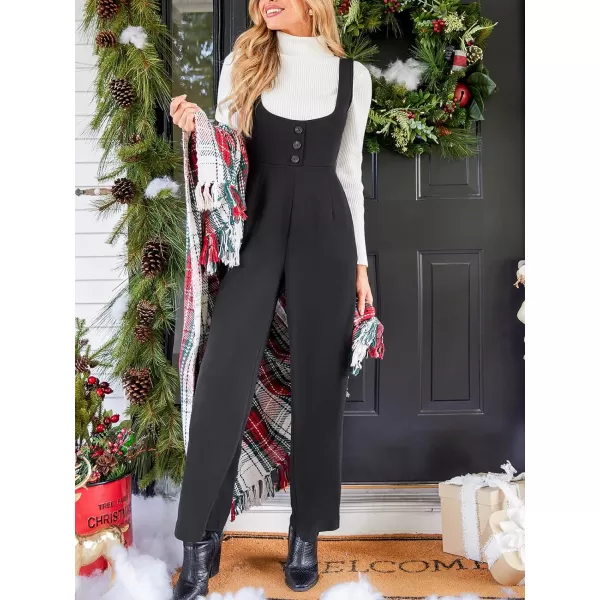 imageCUPSHE Womens Jumpsuits Wide Leg Sleeveless Buttonfront Wide Leg Maxi Jumpsuits Outfit Casual DressyBlack