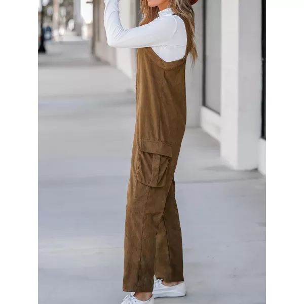 imageCUPSHE Womens Jumpsuits ZipUp Cargo Jumpsuit Sleeveless Straight Neck Outfit CasualBrown