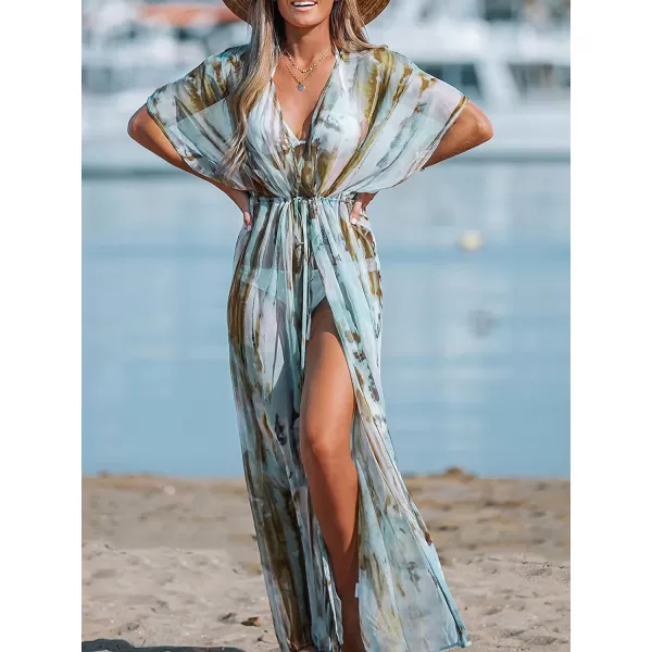 imageCUPSHE Womens Kimono Animal Print Open Front Cover Up Loose Bathing SuitTeal