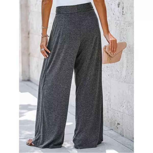imageCUPSHE Womens Knotted Sash Belt WideLeg Pants HighRise Waist PantsGrey
