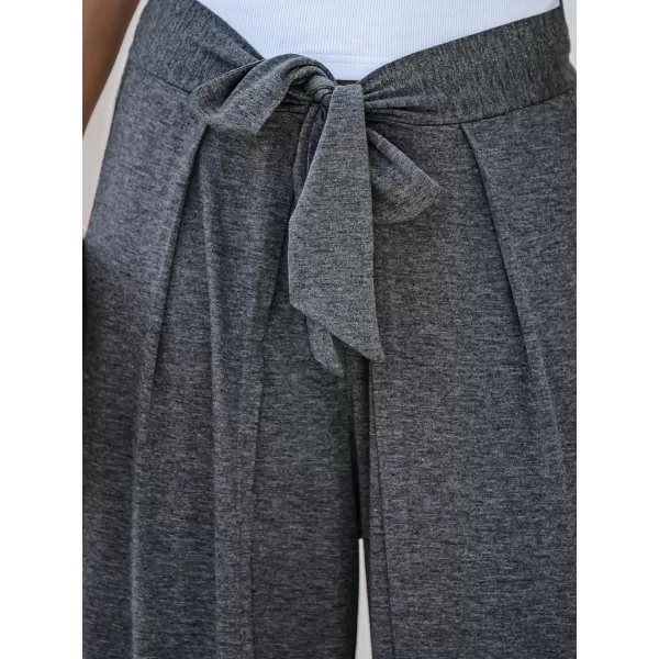 imageCUPSHE Womens Knotted Sash Belt WideLeg Pants HighRise Waist PantsGrey