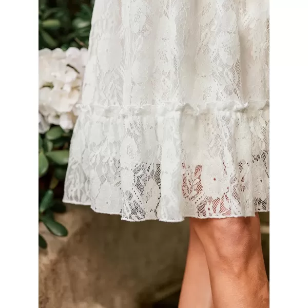 imageCUPSHE Womens Lace Tassel Front Mini Dress Sleeveless Round Neck Elastic WaistWhite