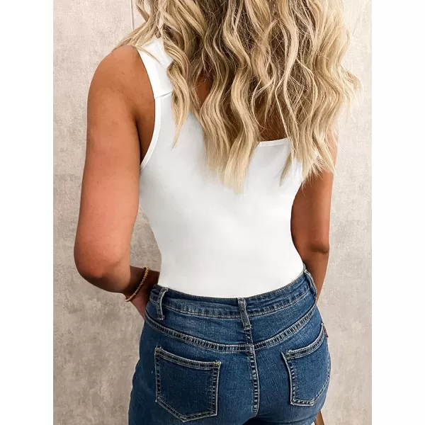 imageCUPSHE Womens Lace Trims Sleeveless Vest Top Plunge V Neck Tank TopsWhite