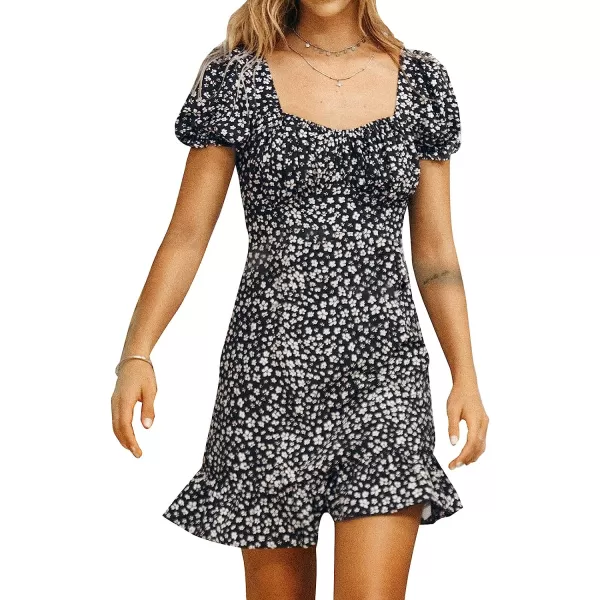 imageCUPSHE Womens Lace Up Backless Square Neck Short DressBlack