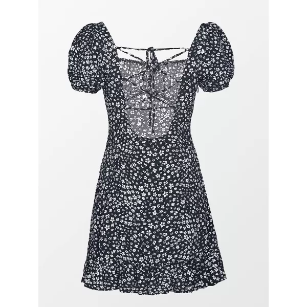 imageCUPSHE Womens Lace Up Backless Square Neck Short DressBlack