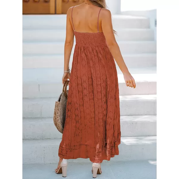imageCUPSHE Womens Lace Up Dresses Boho Tassel VNeck Flare Ruffle BeachOrange