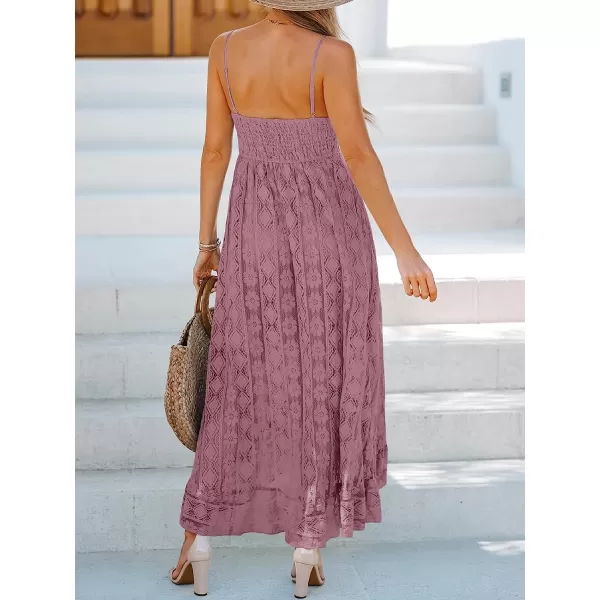imageCUPSHE Womens Lace Up Dresses Boho Tassel VNeck Flare Ruffle BeachRust Red