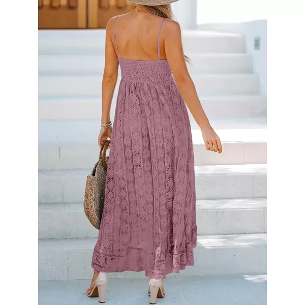 imageCUPSHE Womens Lace Up Dresses Boho Tassel VNeck Flare Ruffle BeachRust Red