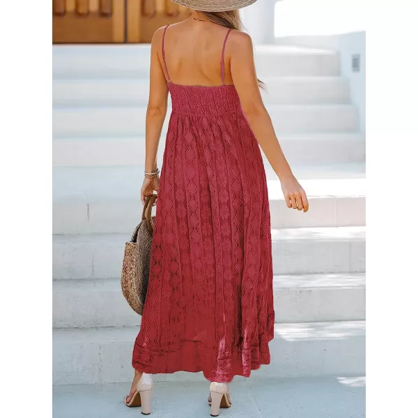 imageCUPSHE Womens Lace Up Dresses Boho Tassel VNeck Flare Ruffle BeachWine
