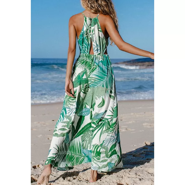 imageCUPSHE Womens Leafy Cutout Maxi Sleeveless DressGreen