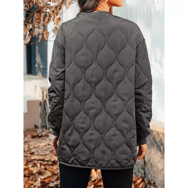 imageCUPSHE Womens Lightweight Quilted Jacket Zipper Front Long Sleeves Casual Coats with PocketsBlack