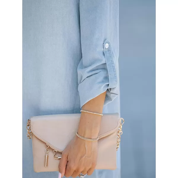 imageCUPSHE Womens Long Sleeve Denim Shirt Dress Casual V Neck Roll Tab Cotton Jean DressLight Blue