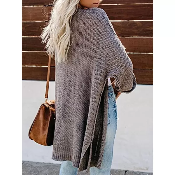 imageCUPSHE Womens Long Sleeve Open Front Cardigan Solid Winter Casual Crochet Textured Knit SweaterGrey