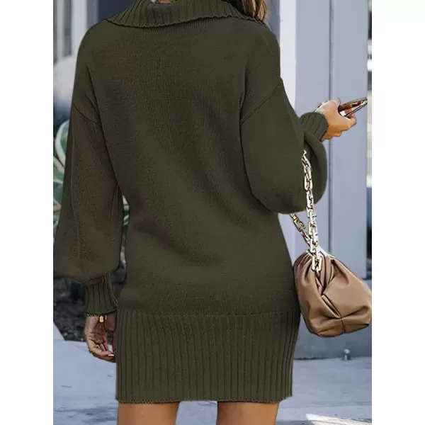 imageCUPSHE Womens Long Sleeve Pullover Sweater Dress Fall Winter Casual Knit Split Neck Mini DressesGreen