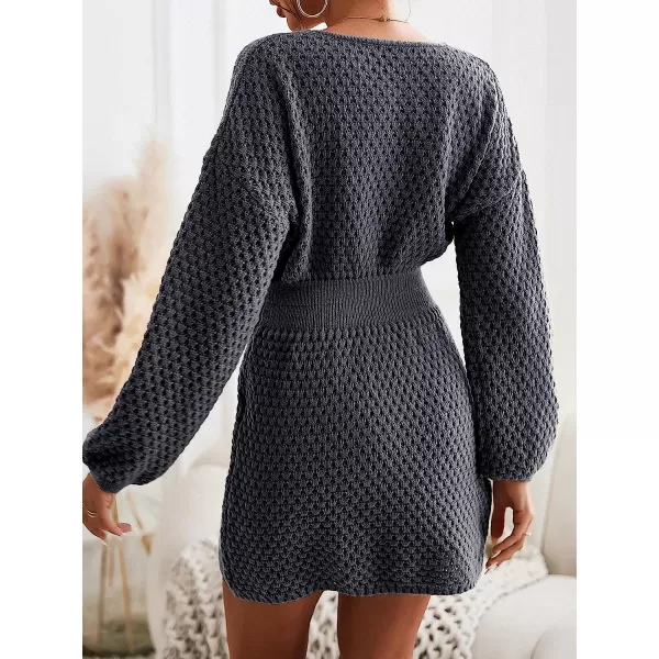 imageCUPSHE Womens Long Sleeve Pullover Sweater Dress Solid Fall Winter Casual Knit DressesBlack
