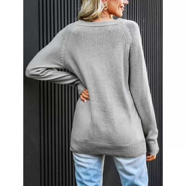 imageCUPSHE Womens Long Sleeve Pullover Sweater Heart Print Round Neck Fall Winter Casual Ribbed SweaterGrey