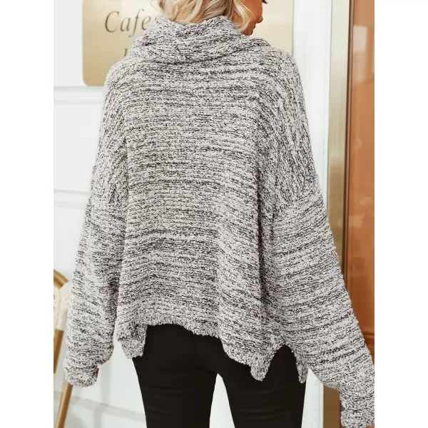 imageCUPSHE Womens Long Sleeve Pullover Sweater Solid Fall Winter Casual Knit Cowl NeckGrey
