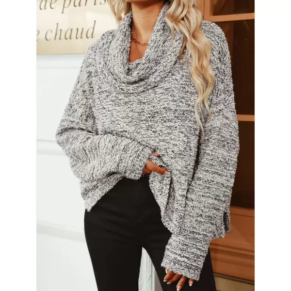 imageCUPSHE Womens Long Sleeve Pullover Sweater Solid Fall Winter Casual Knit Cowl NeckGrey