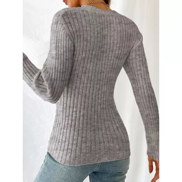 imageCUPSHE Womens Long Sleeve Pullover Sweater Solid Fall Winter Casual Knit Wrap CardiganGrey