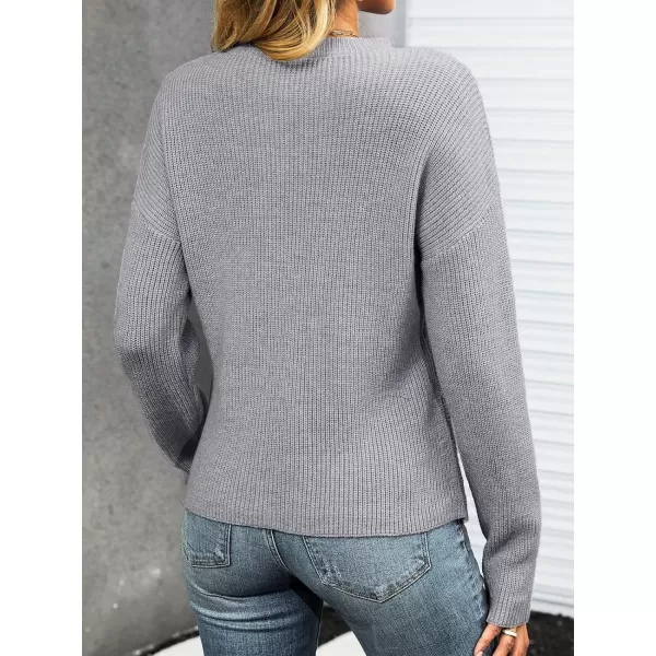 imageCUPSHE Womens Long Sleeve Sweater Solid Fall Winter Casual Twisted Pullover SweaterGrey
