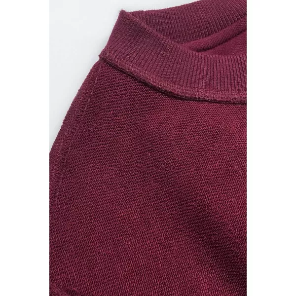imageCUPSHE Womens Long Sleeve Sweatshirt Burgundy Oversized PulloverCUPSHE Womens Long Sleeve Sweatshirt Burgundy Oversized Pullover