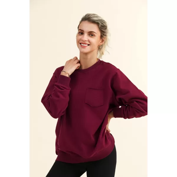 imageCUPSHE Womens Long Sleeve Sweatshirt Burgundy Oversized PulloverCUPSHE Womens Long Sleeve Sweatshirt Burgundy Oversized Pullover