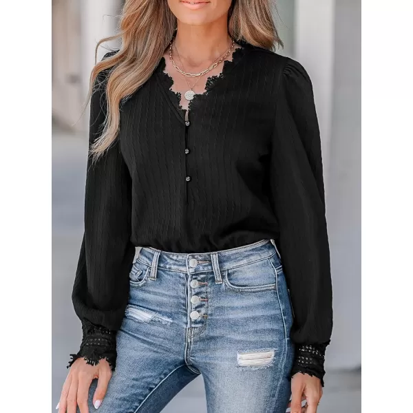 imageCUPSHE Womens Long Sleeve V Neck Bodysuits Scalloped Lace Textured Casual Tops Shapewear BodysuitBlack