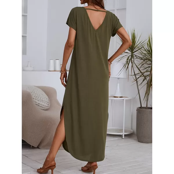 imageCUPSHE Womens Maxi Casual Dress Loose Fit Button Short Sleeves Green Long Summer DressGreen