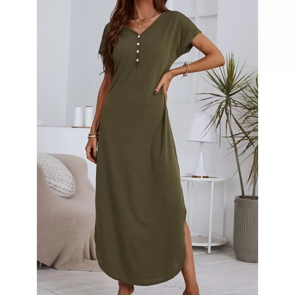 imageCUPSHE Womens Maxi Casual Dress Loose Fit Button Short Sleeves Green Long Summer DressGreen