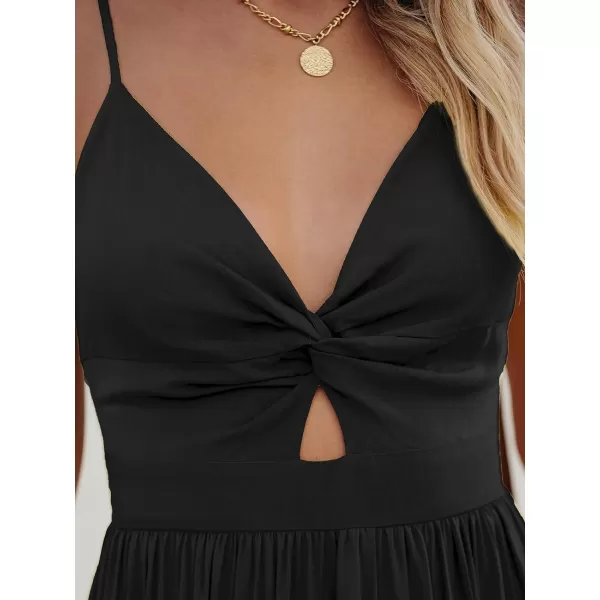 imageCUPSHE Womens Maxi Dress V Neck Twisted Sleeveless Cutout Self Tie Long Dress Summer Formal DressBlack