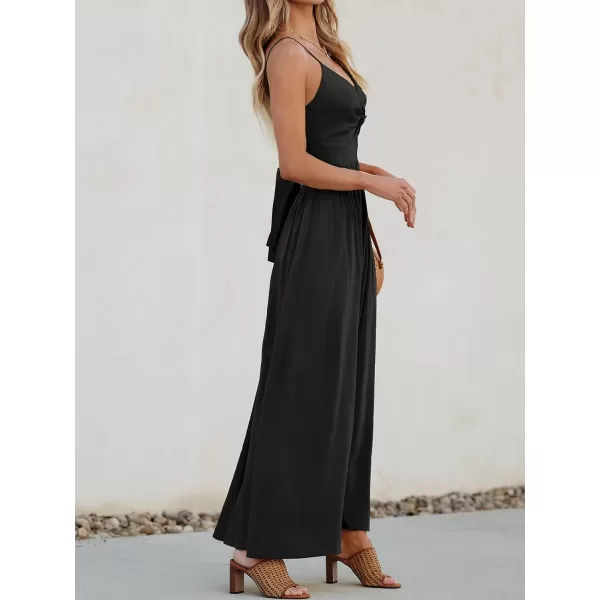 imageCUPSHE Womens Maxi Dress V Neck Twisted Sleeveless Cutout Self Tie Long Dress Summer Formal DressBlack